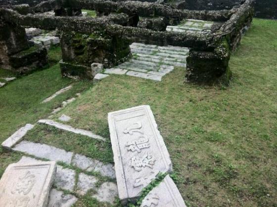 Foundations of the original wall preserved within the Walled City Park