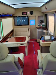 Interior of luxury Coaster minibus in Beijing